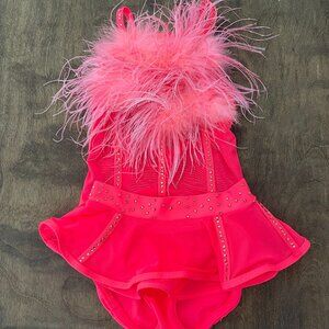 Neon Coral Pink Jazz Dance Costume Girls size 8 / 10